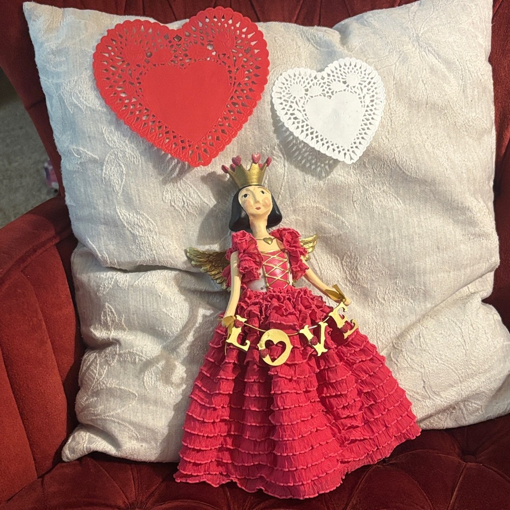 Romantic Love Angel Figurine | Cottagecore Folk Art | Valentine Decor